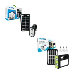 Lámpara moreka de emergencia con panel solar y juego de 3 focos luz l…