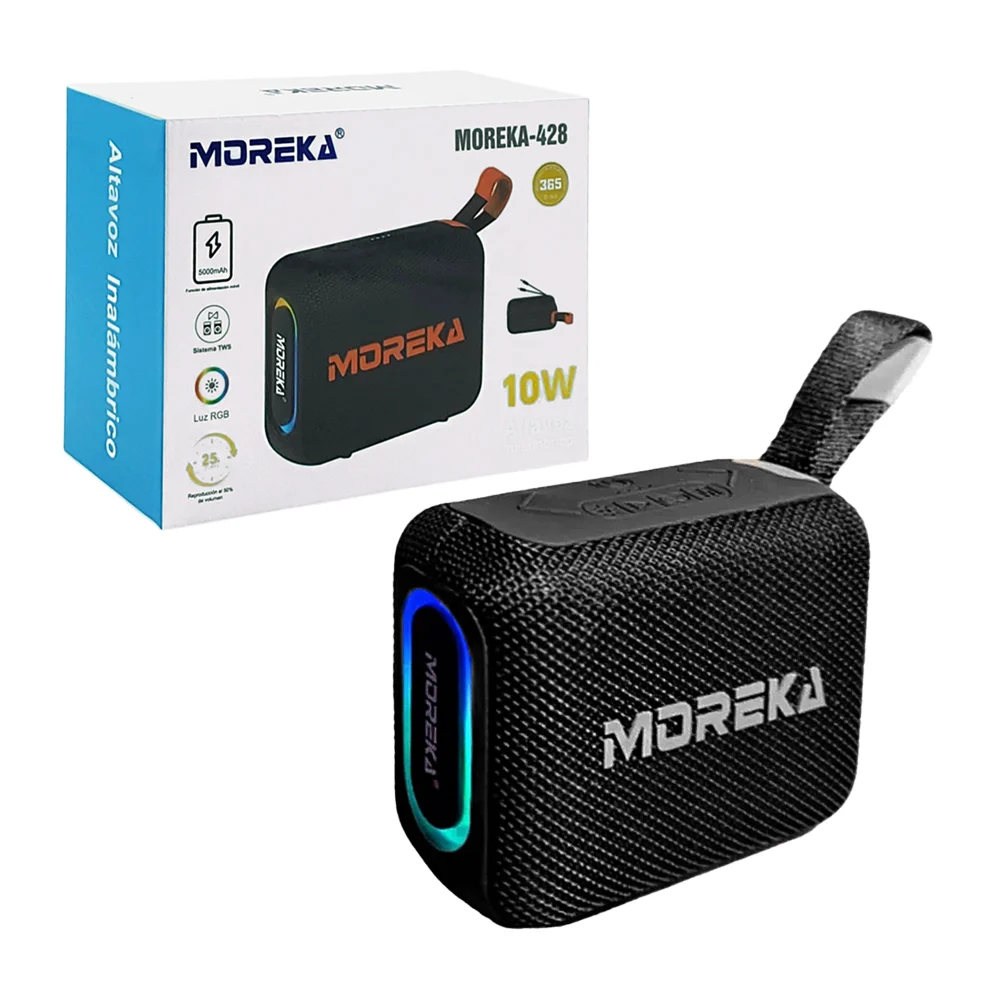 Bocina inalámbrica con luz rgb, conexión bluetooth, power bank de 500…