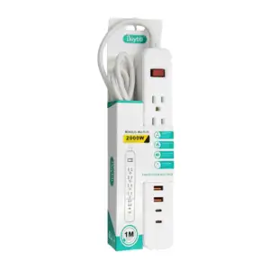 Barra multicontacto, con 4 tomacorrientes, 2 entradas usb y 2 tipo c …