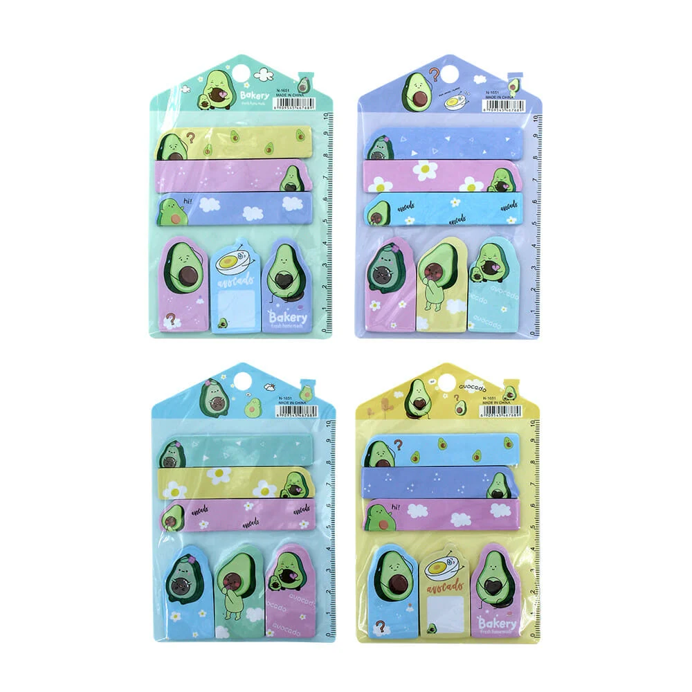 Blister 6 post-it / notas adhesivas con diseño de aguacate, variedad …