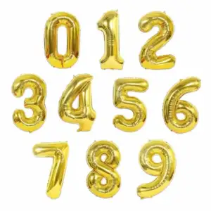 1pza Globo metálico de 32 pulgadas en forma de número, variedad de co…