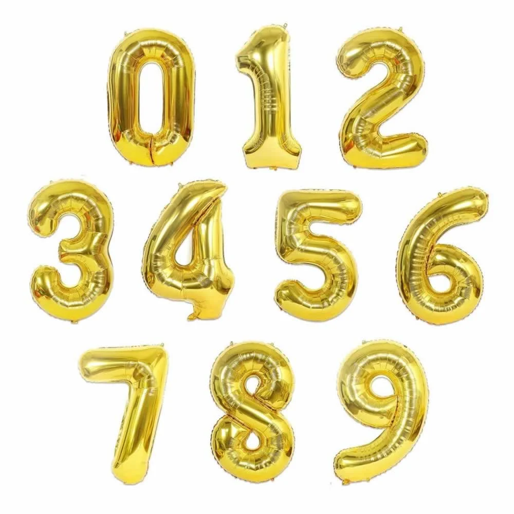 1pza Globo metálico de 32 pulgadas en forma de número, variedad de co…