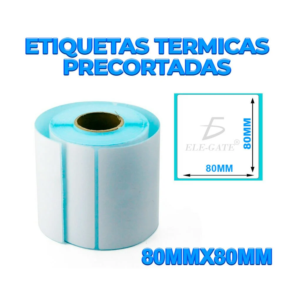 1pza Rollo con 500 etiquetas blancas lisas térmicas ele-gate 80x80mm …