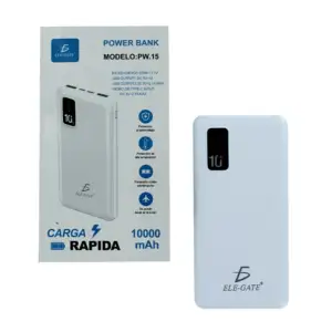 Power bank 10000mah con 2 puertos usb + entradas tipo c y v8 pw.15