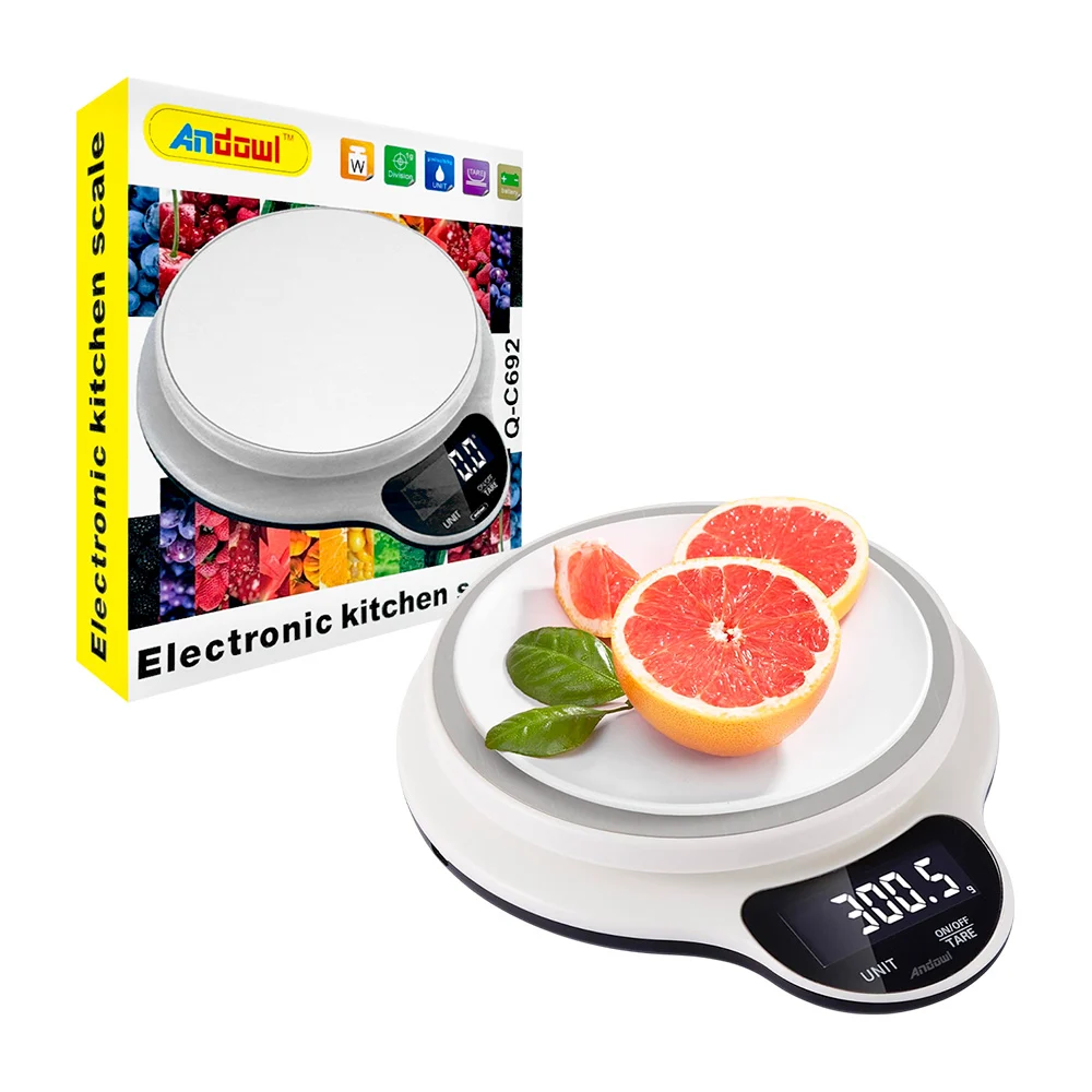 Báscula de cocina pequeña, recargable con pantalla digital, color sur…