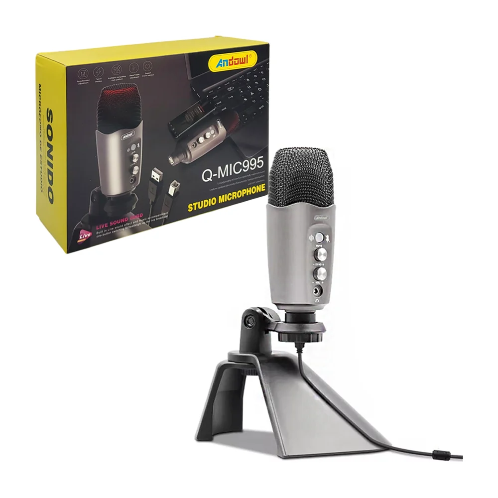 Microfono de estudio con conexión usb, compatible con múltiples plata…