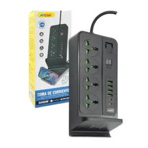 Multicontacto con 4 conectores universales, 4 usb, 2 usb-c, soporte i…