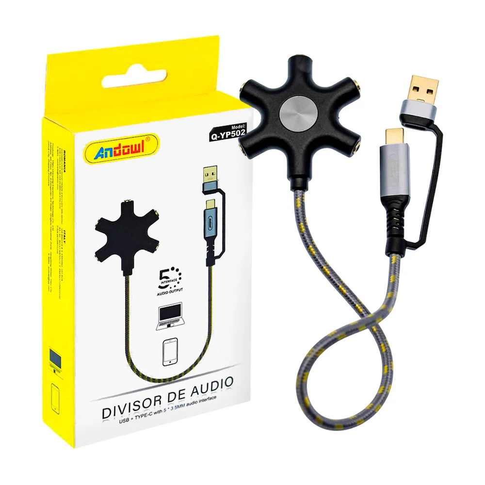 Divisor de audio con múltiples puertos auxiliares entrada usb-c a usb…