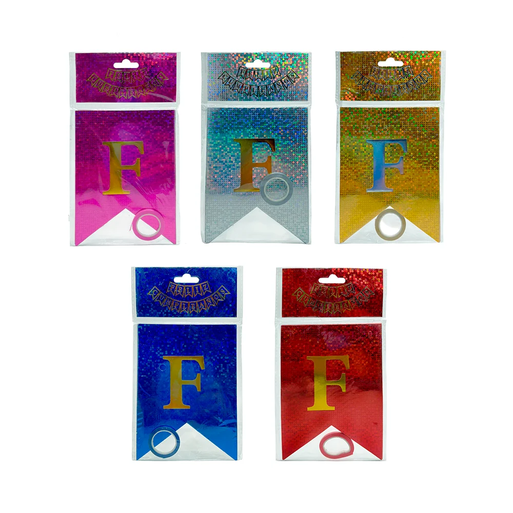 Banner o banderín de feliz cumpleaños, con diseño holográfico de punt…
