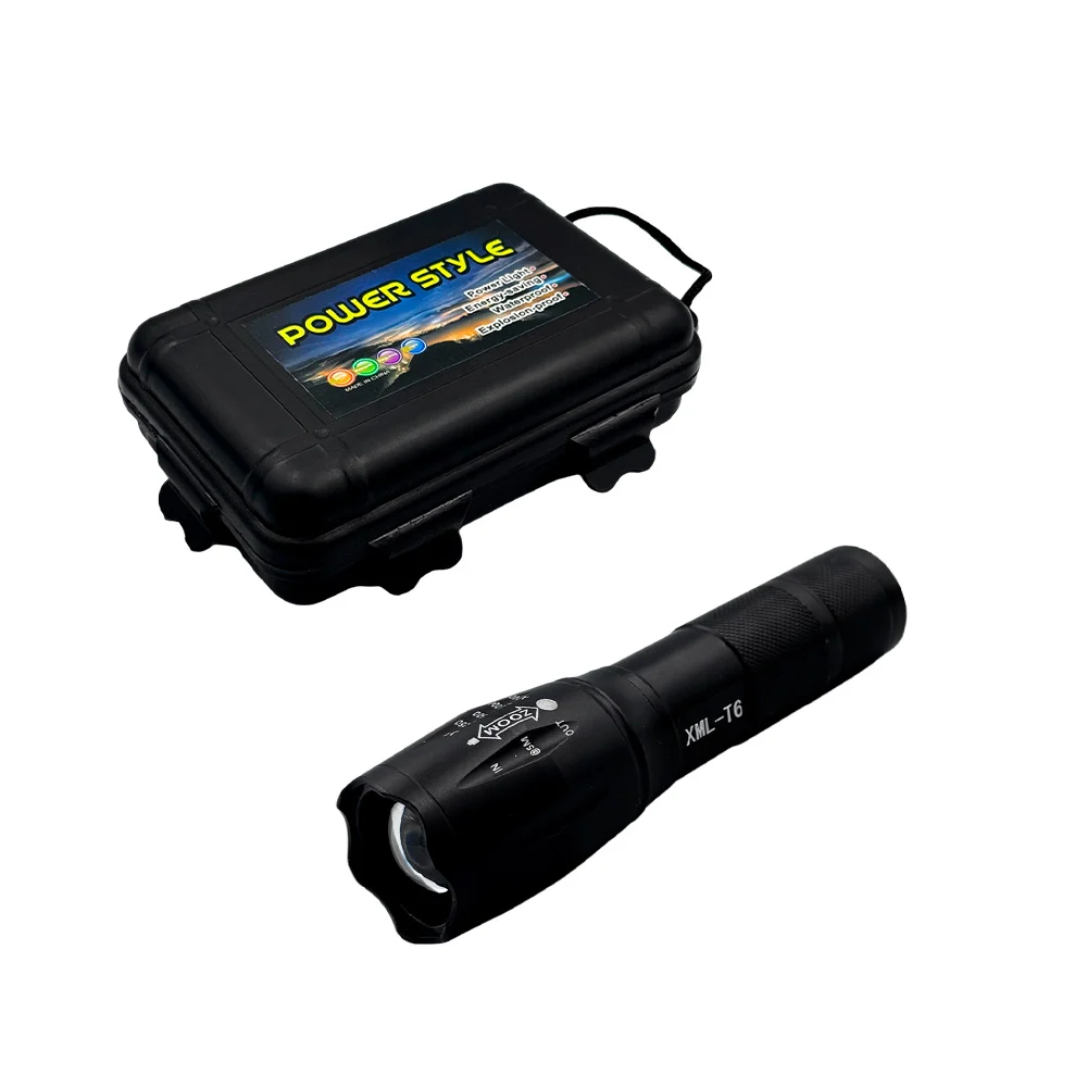 Estuche con lámpara / linterna táctica recargable con zoom ajustable