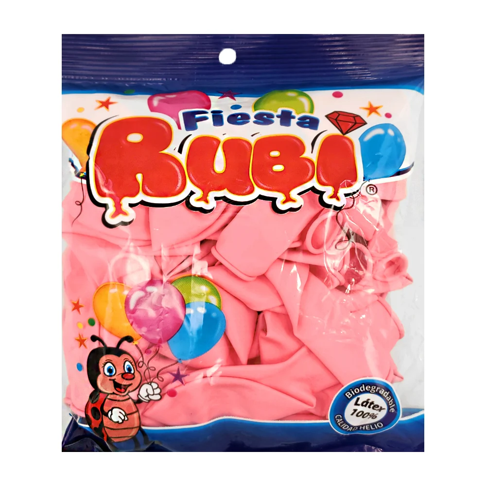 Paquete con 50 globos de 9in fiesta rubi en color rosa bebé / rosabeb…