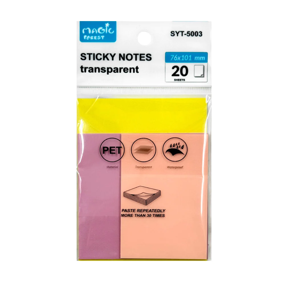 Paquete 3 blocks de notas adhesivas post it transparentes de 20 hojas…