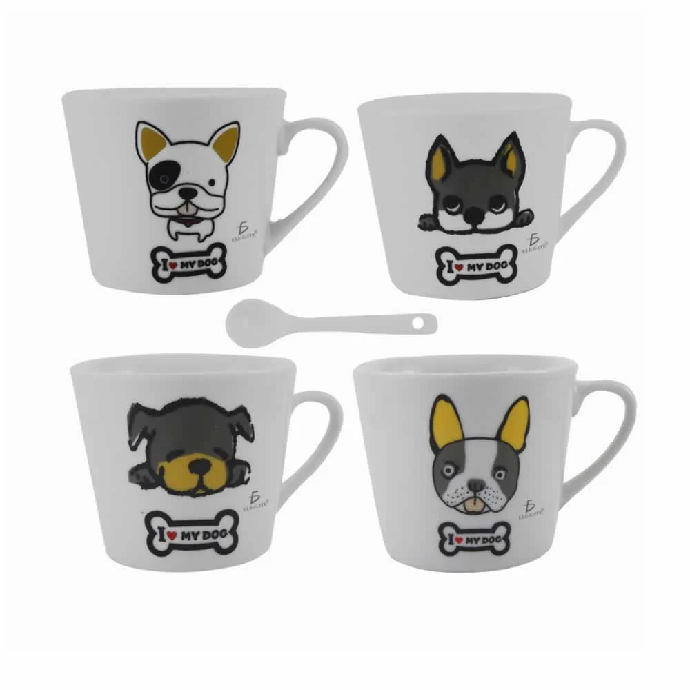 Taza de cerámica con diseño de perro + cuchara, variedad de modelos