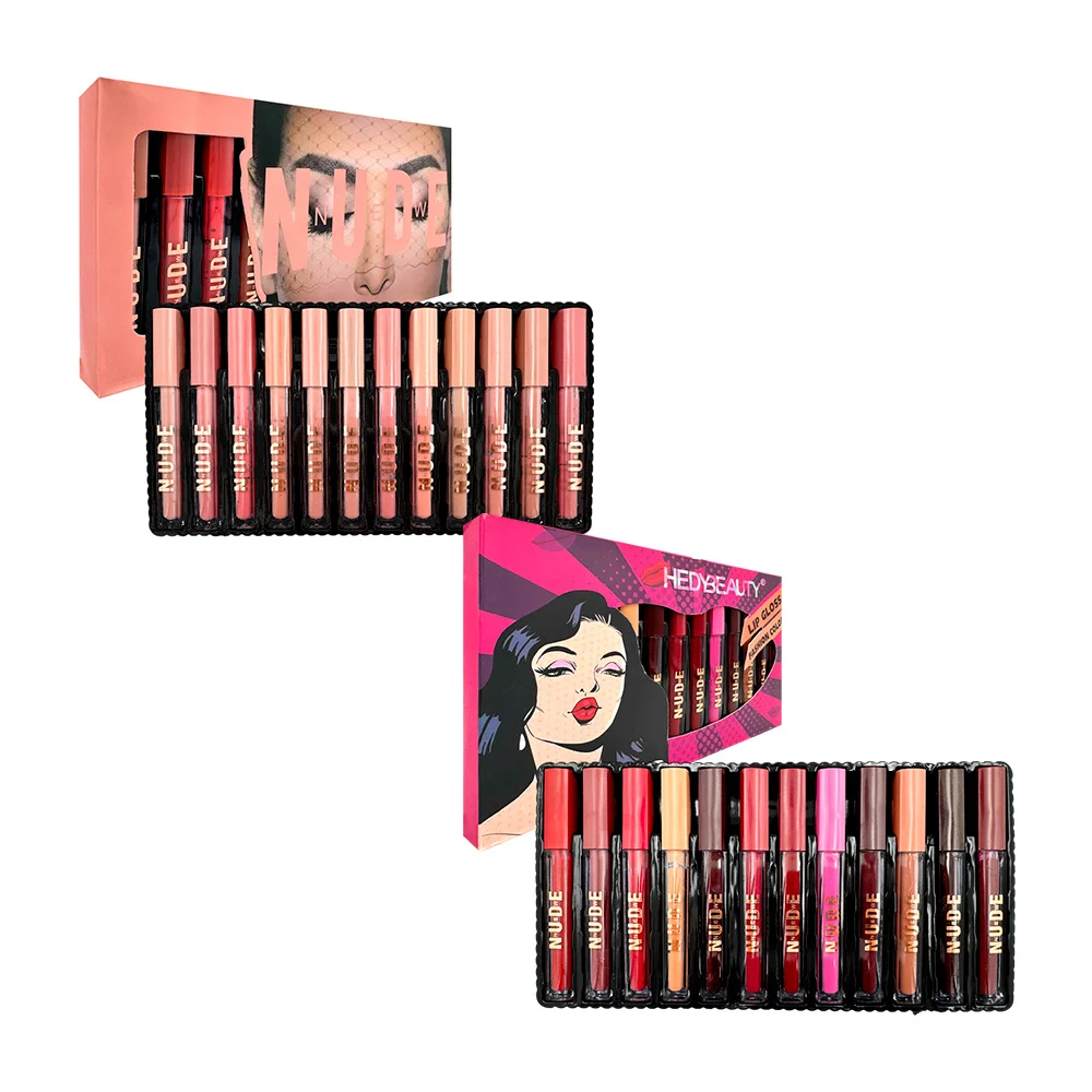 Paquete de 12 labiales líquidos en tonos nude, new nude, variedad de …