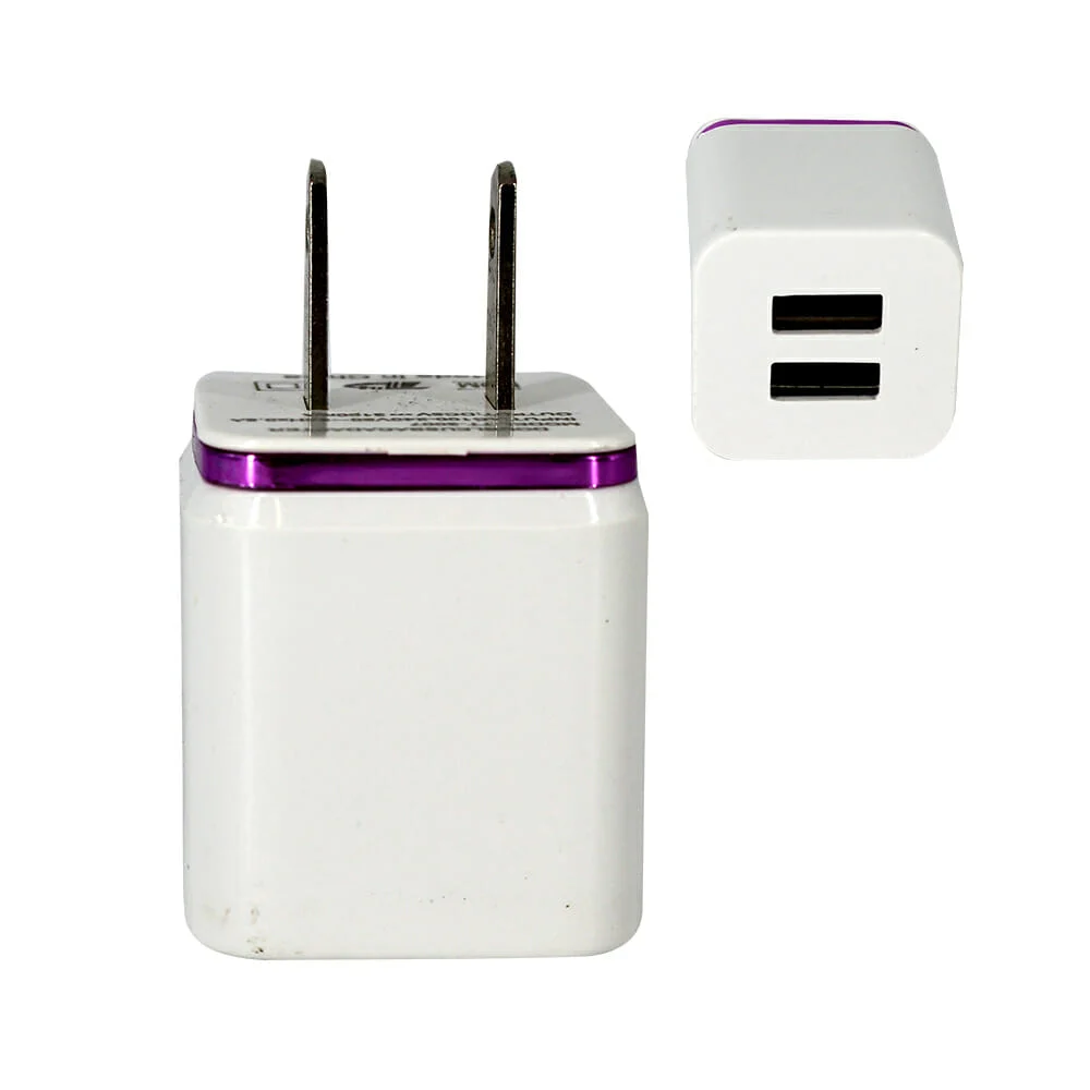 1pza Cubo cargador td con linea metálica y doble puerto usb para carg…