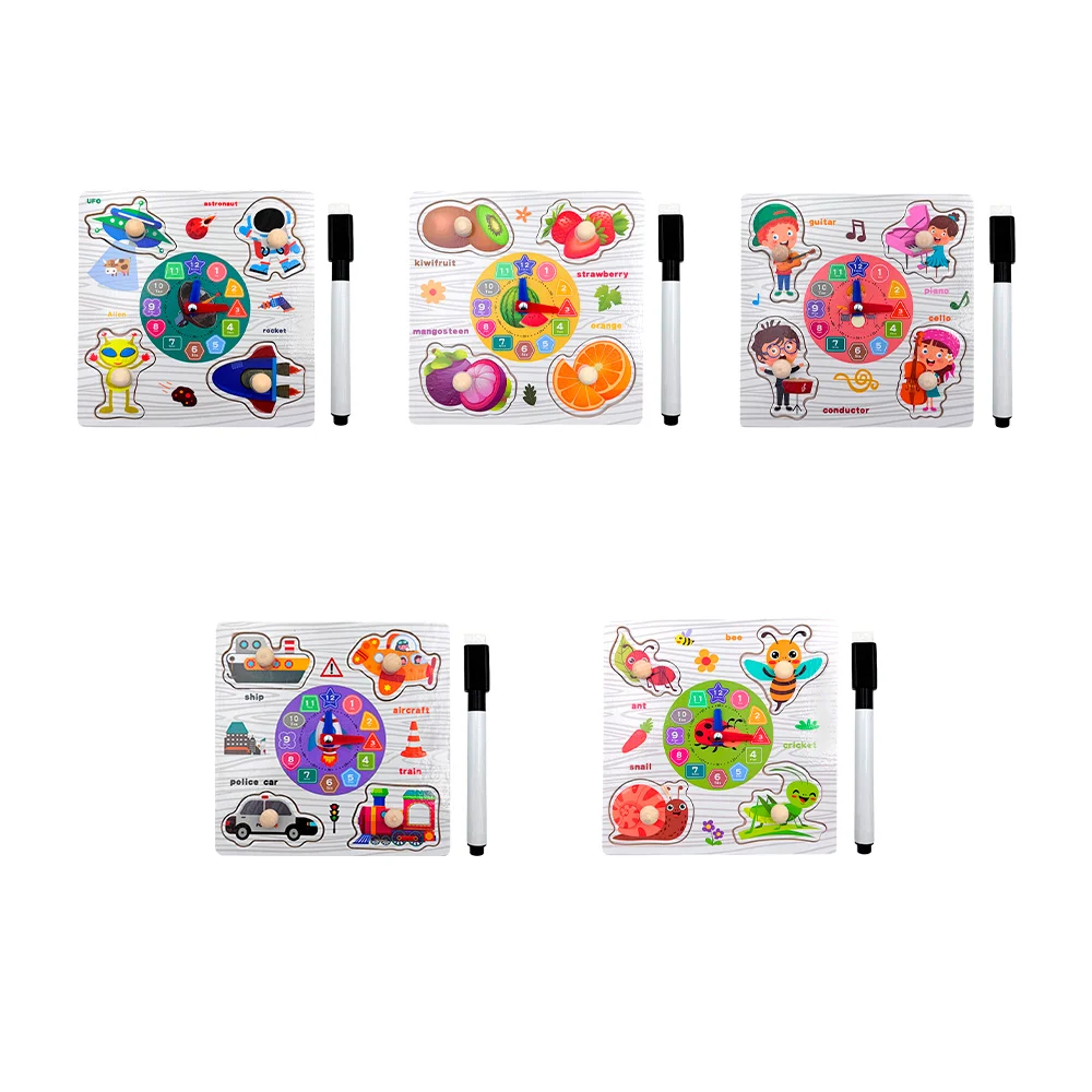 Mini rompecabezas didáctico con reloj numérico + plumón, variedad / t…