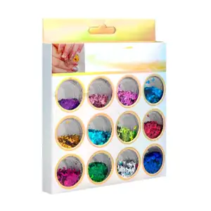 Set con 12 frascos de lentejuela surtida para decoración de uñas, var…