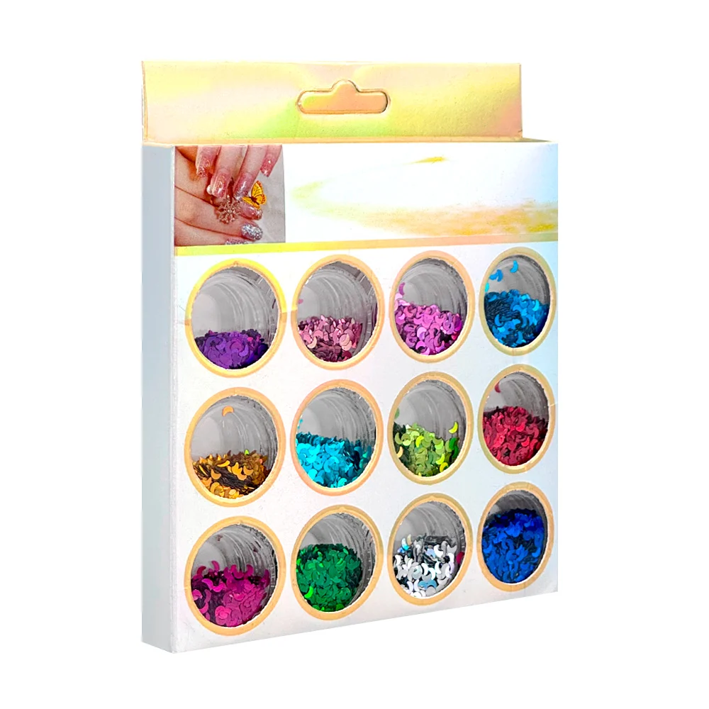 Set con 12 frascos de lentejuela surtida para decoración de uñas, var…
