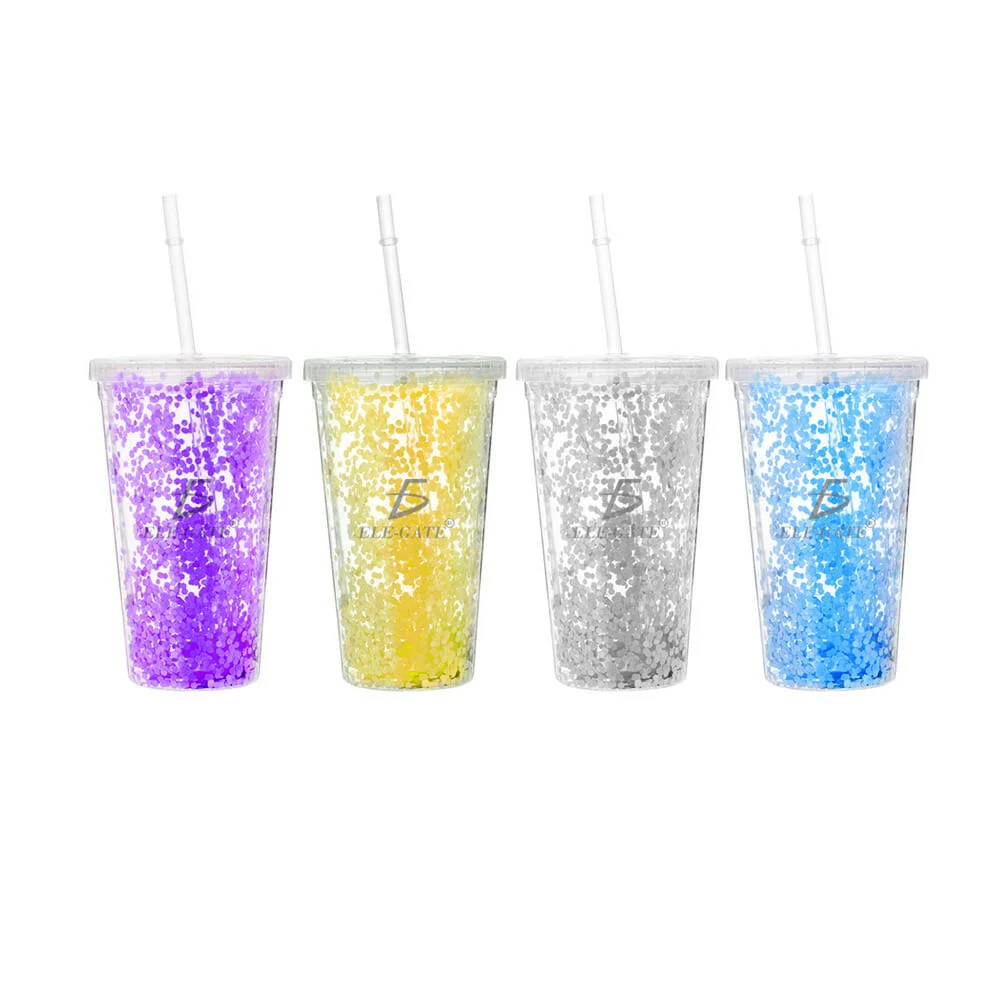 Vaso térmico de acrílico con decoración de brillo, popote, capacidad …