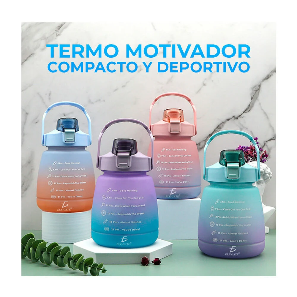 Botella con doble boquilla, medidor motivacional, capacidad de 1.3 lt…