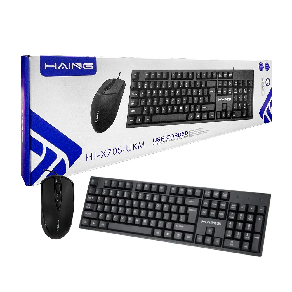 Combo teclado para pc + mouse, alámbrico usb, diseño ergonómico / x70
