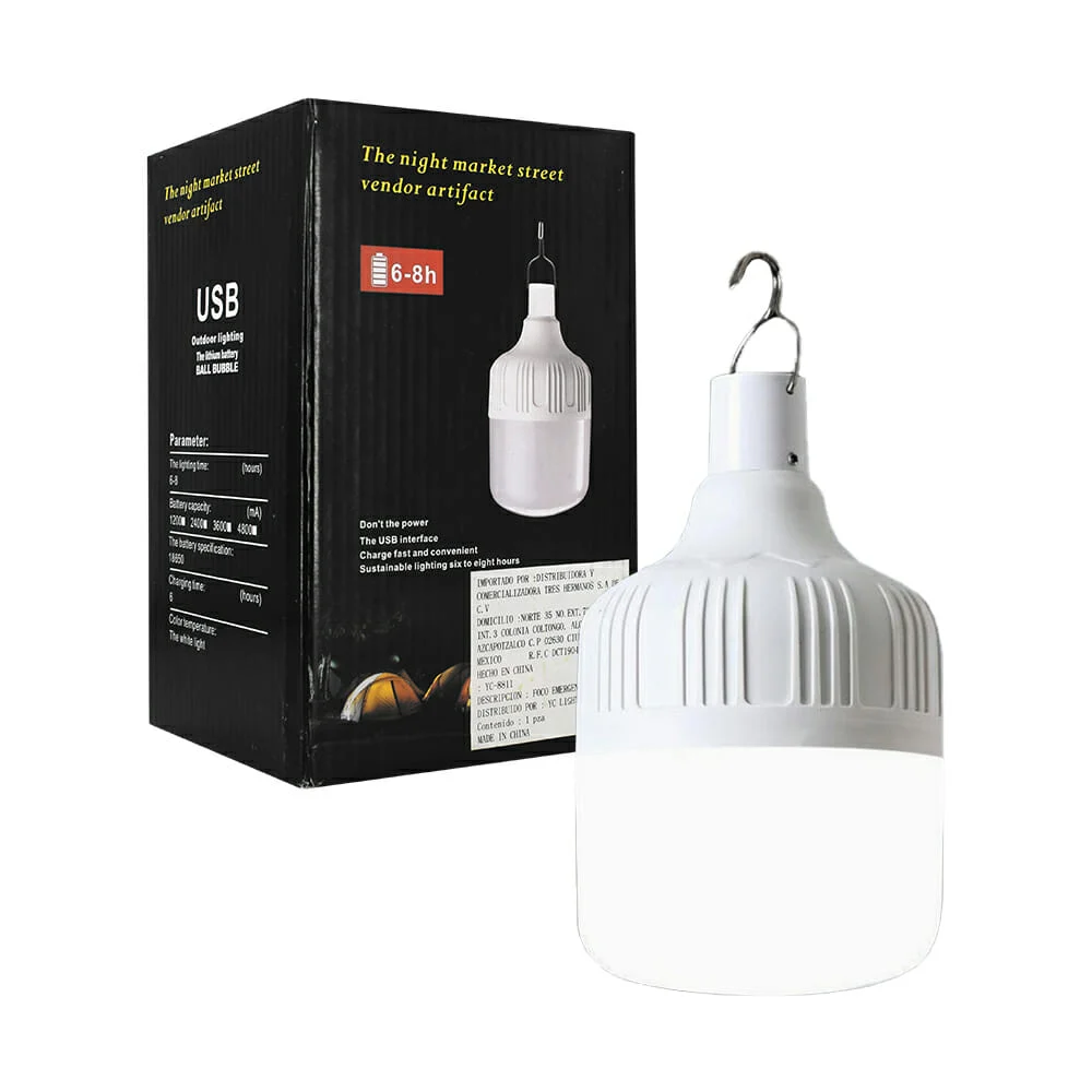 Lámpara - foco led mediano recargable para emergencia con 3 modos de …