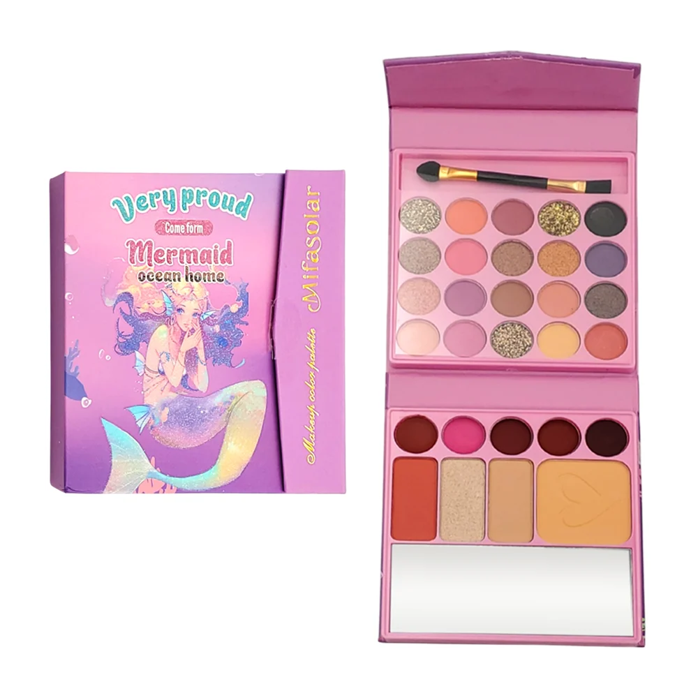 Mini estuche de maquillaje tipo cartera 25 sombras, polvo, labiales +…