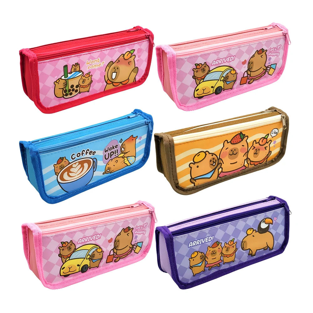 Lapicera rectangular de tela con 2 compartimentos estampado de capiba…