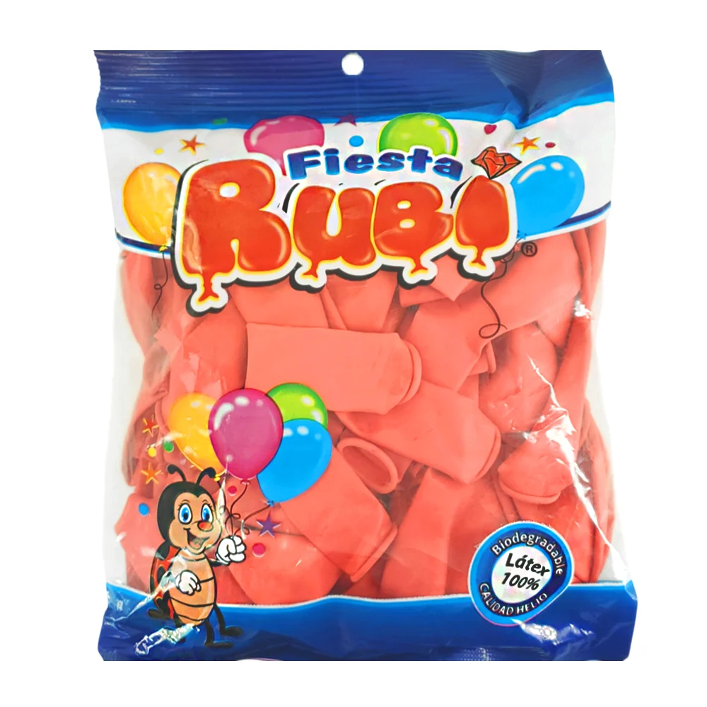 Paquete con 50 globos de 9in fiesta rubi en color fresa / fresa9in