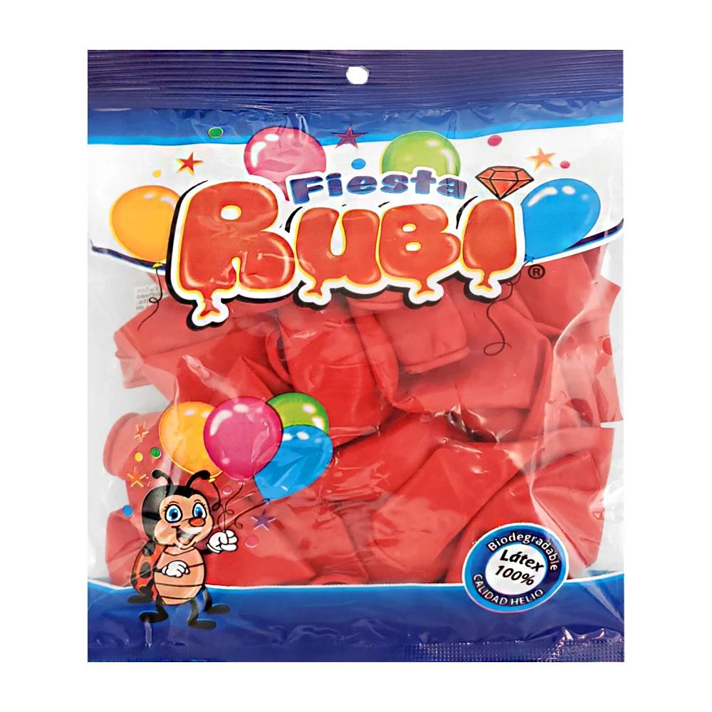 Paquete con 25 globos de latex fiesta rubí color rojo, 9in / rojo25pz