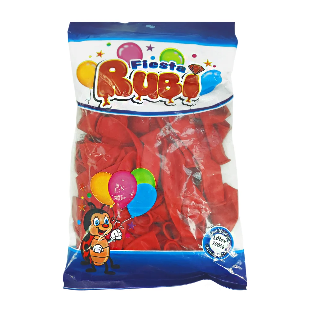 Paquete con 50 globos de latex fiesta rubí color rojo, 12in / rojo12in