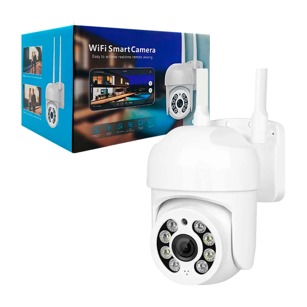Cámara de seguridad wifi con 2 antenas, sensor de movimiento y alarma…