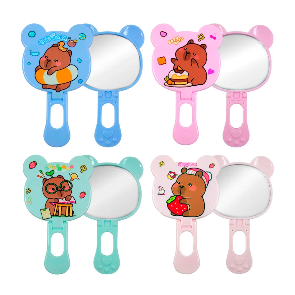 Espejo de mano con forma de oso y estampado de personaje, varios colo…
