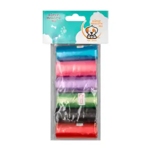 Paquete con 6 rollos de bolsas para heces de mascota, colores varios …