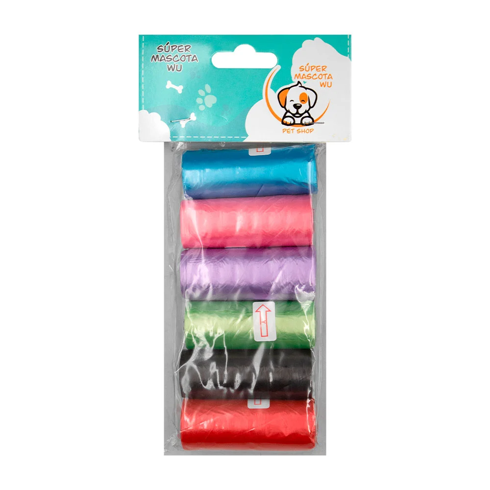Paquete con 6 rollos de bolsas para heces de mascota, colores varios …