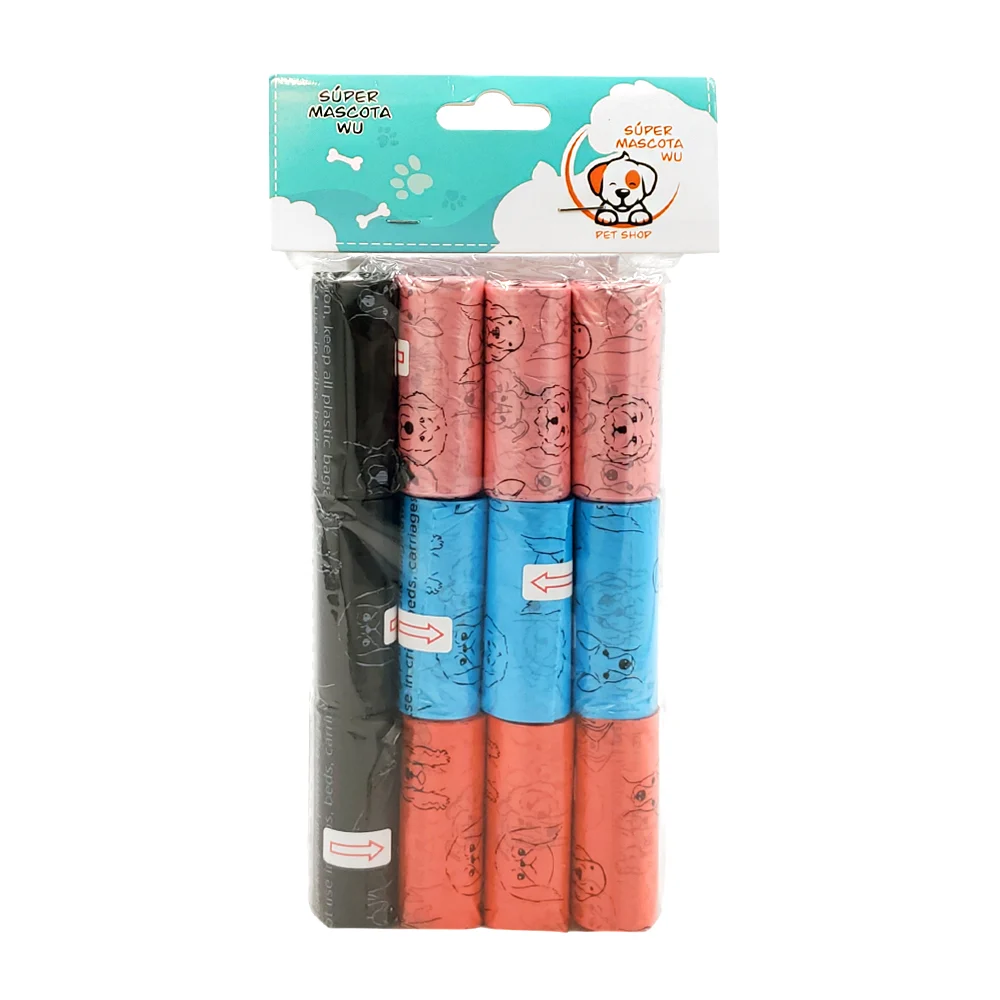 Bolsa con 12 rollos de bolsitas para heces de mascotas, varios colore…