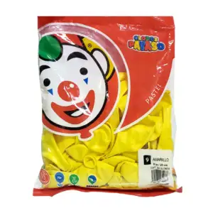 Paquete de 50 globos payaso en color amarillo pastel no. 9 / 464977