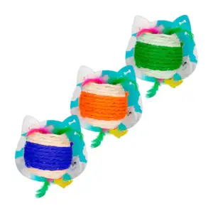 1pza Juguete para gatos arañables, con pelota interna y plumas, color…
