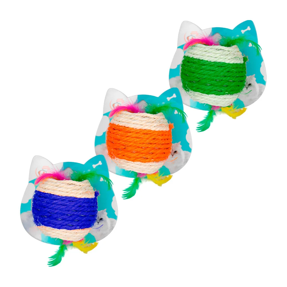 1pza Juguete para gatos arañables, con pelota interna y plumas, color…
