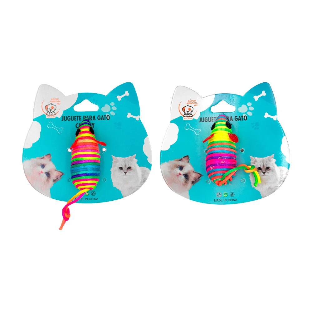 1pza Juguete para gatos de hilos coloridos en forma de ratoncito / ca…
