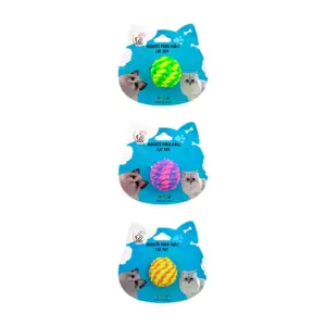 1pza Pelota pequeña para gatos, tipo estambre, arañable, varios color…