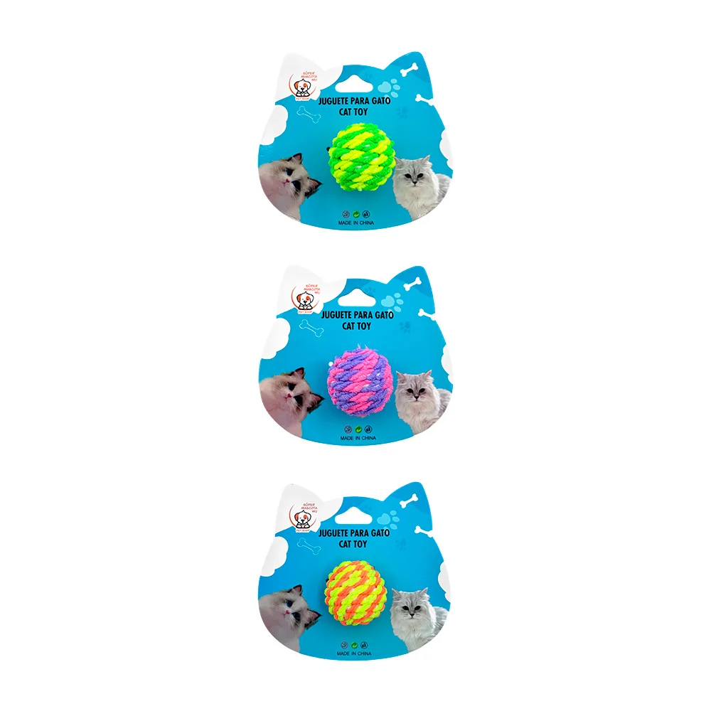 1pza Pelota pequeña para gatos, tipo estambre, arañable, varios color…