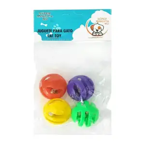 Blíster de 4 pelotas huecas de plástico con cascabel para gatos, vari…