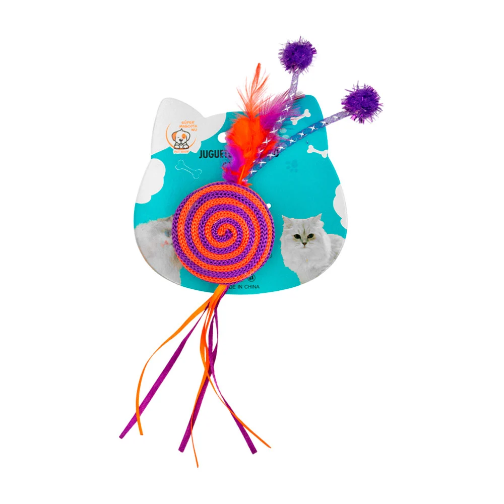 Juguete para gatos pequeño, arañable, con decoración de plumas e hila…