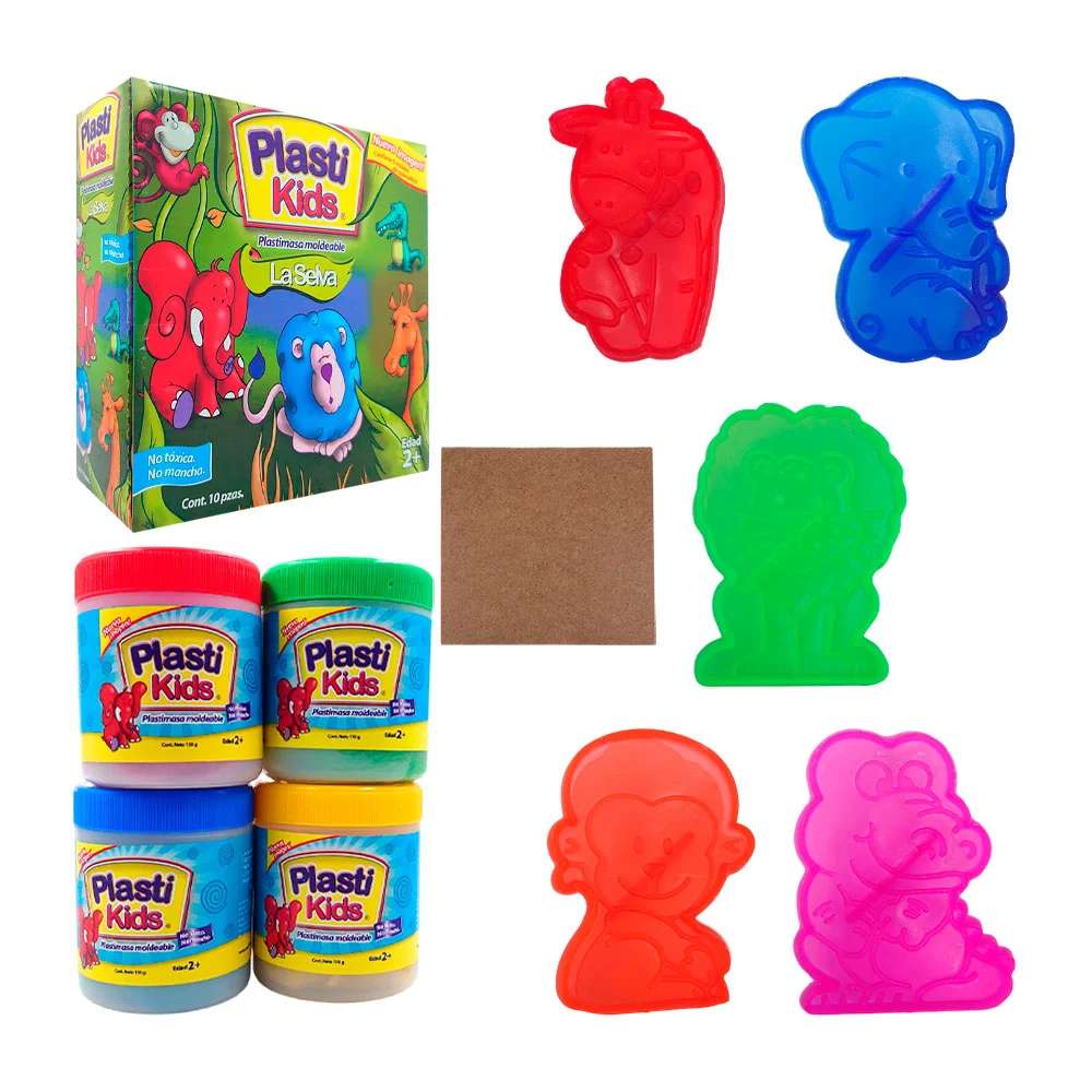 Set de plastimasa moldeable con 5 moldes para hacer animales de selva…