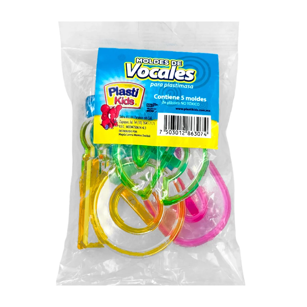 Paquete con 5 moldes para plastimasa plasti kids con forma de vocales…
