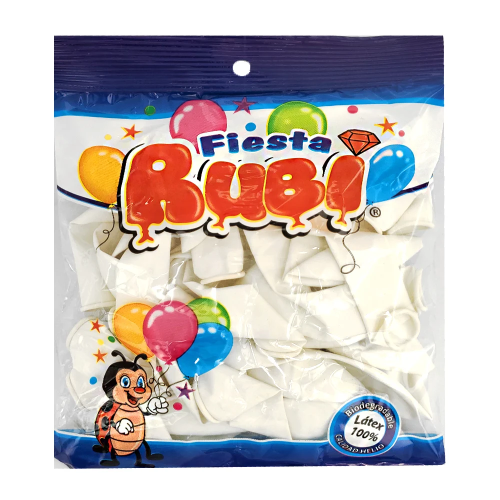 Paquete con 25 globos de latex fiesta rubí color blanco, 9in / blanco…