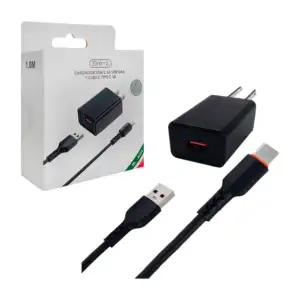Combo cargador byz de usb a tipo-c de 12w, en color negro / bl-024tpc