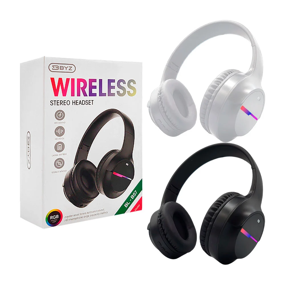 Audifonos byz tipo diadema inalámbricos, plegables, entrada tf, auxil…