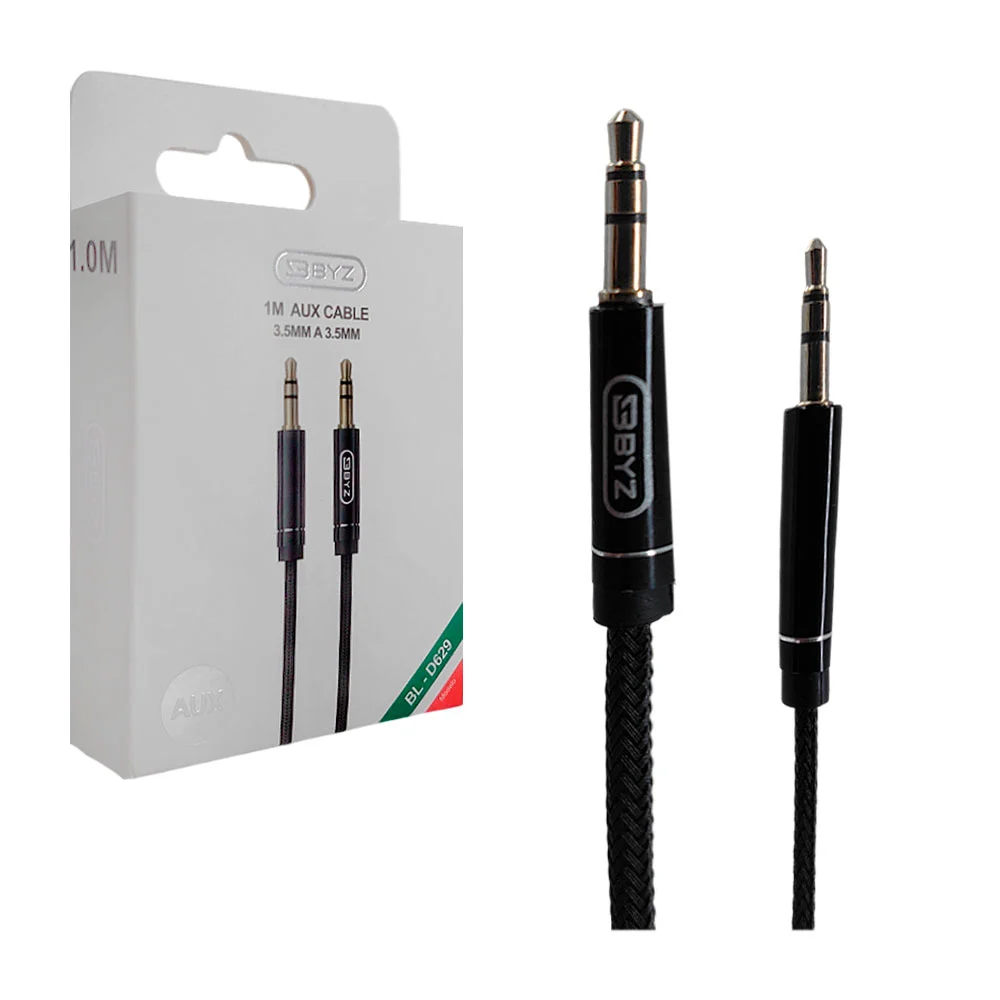 Cable byz auxiliar 3.5mm, cable tipo agujeta de 1m / bl-d629